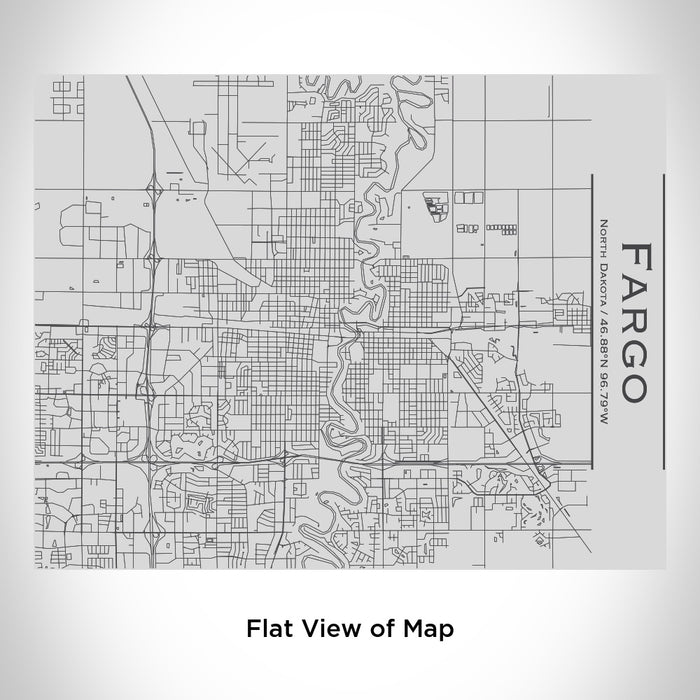 Rendered View of Fargo North Dakota Map Engraving on 20oz Stainless Steel Insulated Bottle with Bamboo Top