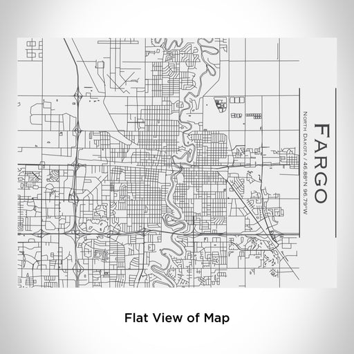 Rendered View of Fargo North Dakota Map Engraving on 20oz Stainless Steel Insulated Bottle with Bamboo Top in White
