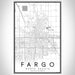 Fargo North Dakota Map Print Portrait Orientation in Classic Style With Shaded Background