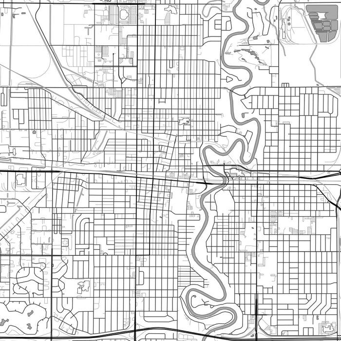 Fargo North Dakota Map Print in Classic Style Zoomed In Close Up Showing Details
