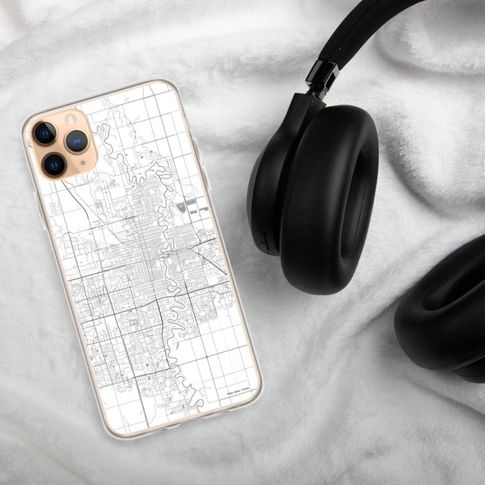 Custom Fargo North Dakota Map Phone Case in Classic on Table with Black Headphones