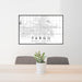24x36 Fargo North Dakota Map Print Landscape Orientation in Classic Style Behind 2 Chairs Table and Potted Plant