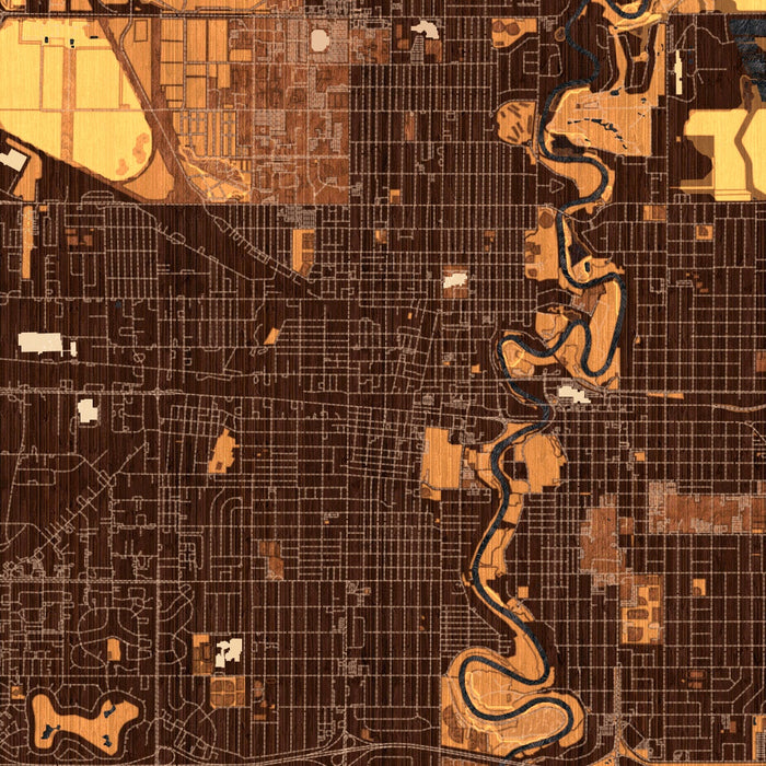 Fargo North Dakota Map Print in Ember Style Zoomed In Close Up Showing Details