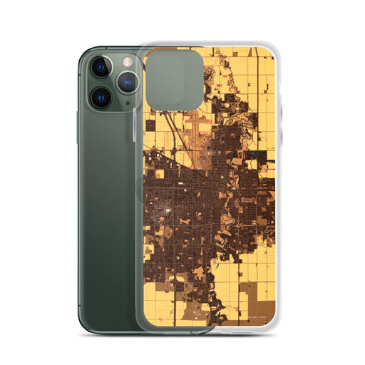 Custom Fargo North Dakota Map Phone Case in Ember on Table with Laptop and Plant