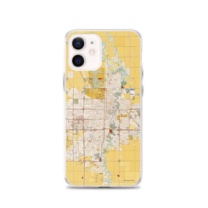 Custom Fargo North Dakota Map iPhone 12 Phone Case in Woodblock