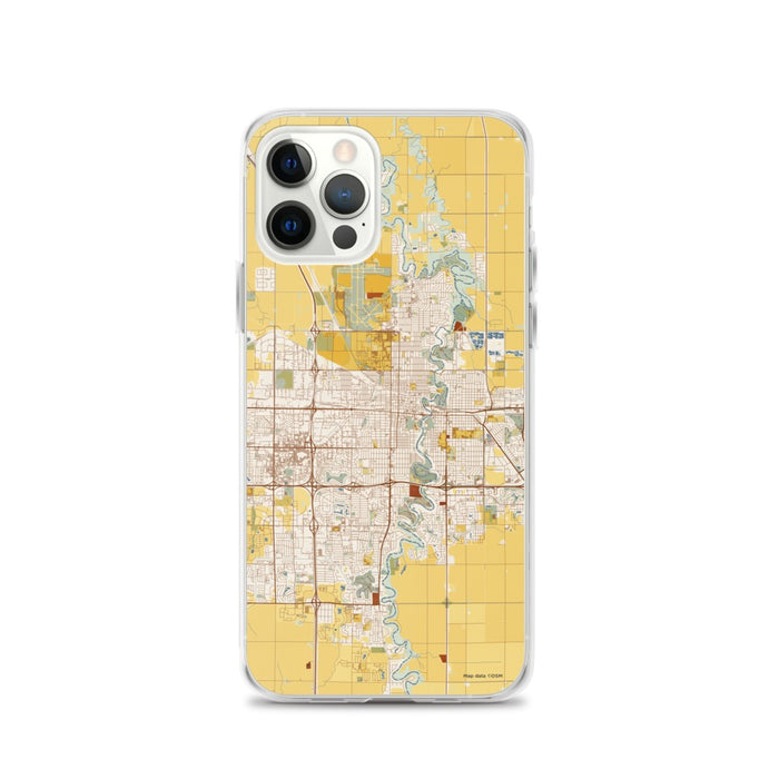 Custom Fargo North Dakota Map iPhone 12 Pro Phone Case in Woodblock