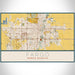 Fargo North Dakota Map Print Landscape Orientation in Woodblock Style With Shaded Background