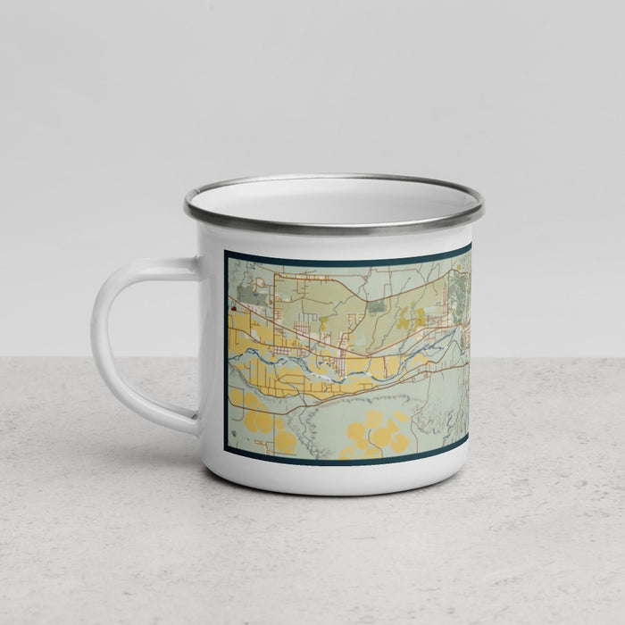 Left View Custom Farmington New Mexico Map Enamel Mug in Woodblock
