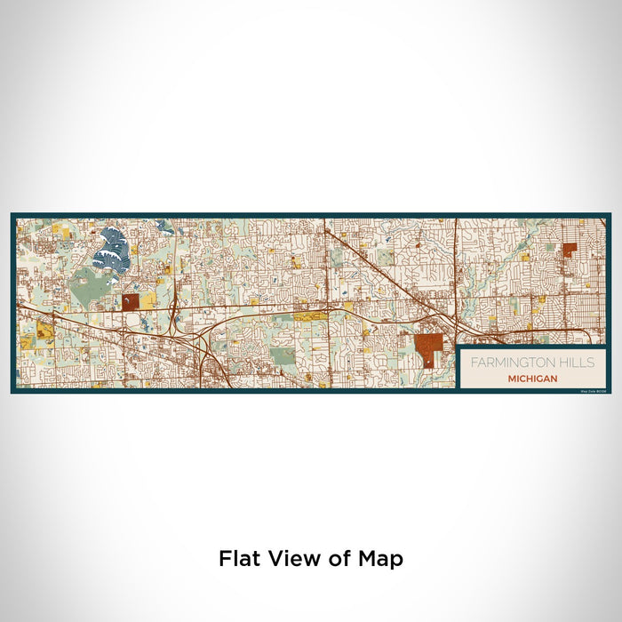 Flat View of Map Custom Farmington Hills Michigan Map Enamel Mug in Woodblock