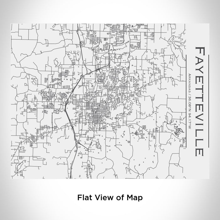 Rendered View of Fayetteville Arkansas Map Engraving on 20oz Stainless Steel Insulated Bottle with Bamboo Top in White