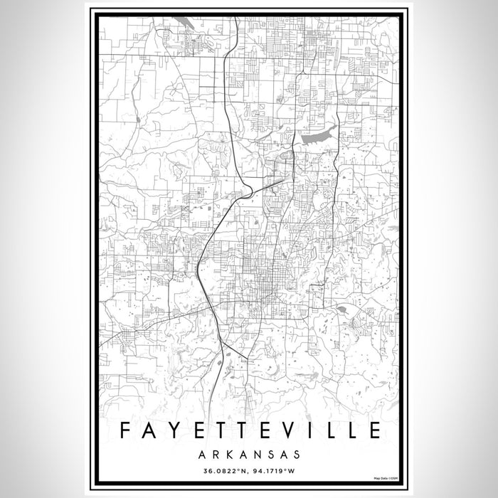 Fayetteville Arkansas Map Print Portrait Orientation in Classic Style With Shaded Background
