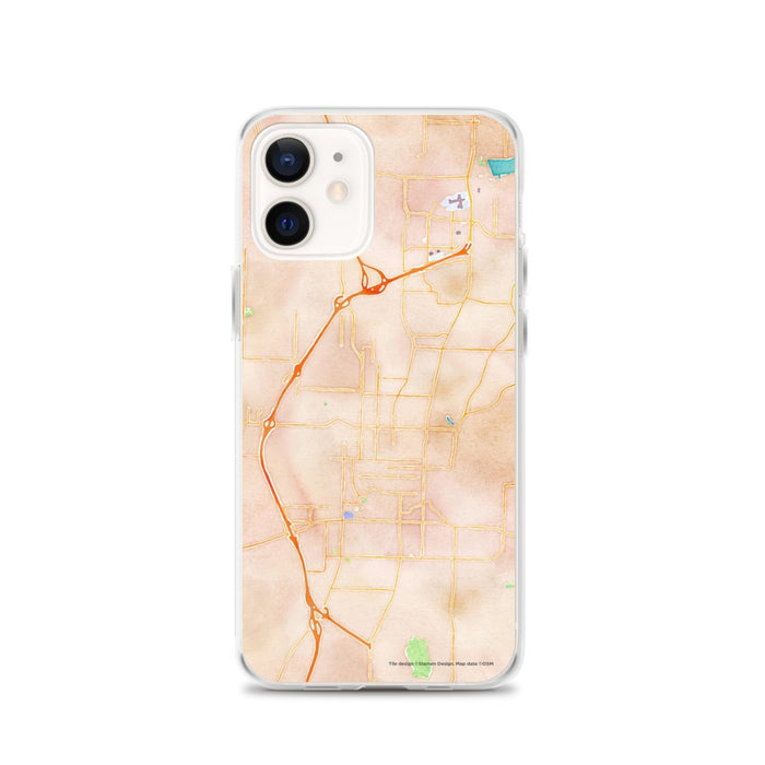 Custom Fayetteville Arkansas Map iPhone 12 Phone Case in Watercolor