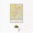 12x18 Fayetteville Arkansas Map Print Portrait Orientation in Woodblock Style With Small Cactus Plant in White Planter