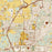 Fayetteville Arkansas Map Print in Woodblock Style Zoomed In Close Up Showing Details