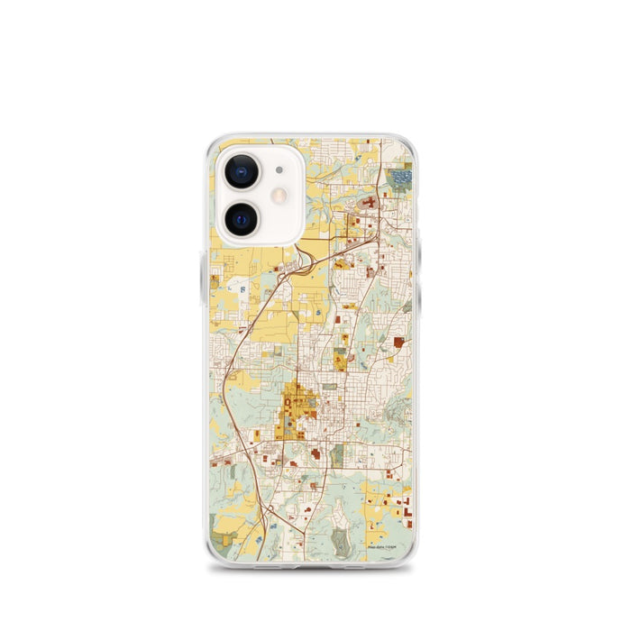 Custom Fayetteville Arkansas Map iPhone 12 mini Phone Case in Woodblock