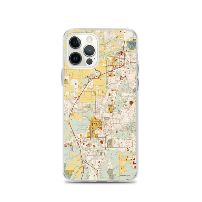 Custom Fayetteville Arkansas Map iPhone 12 Pro Phone Case in Woodblock