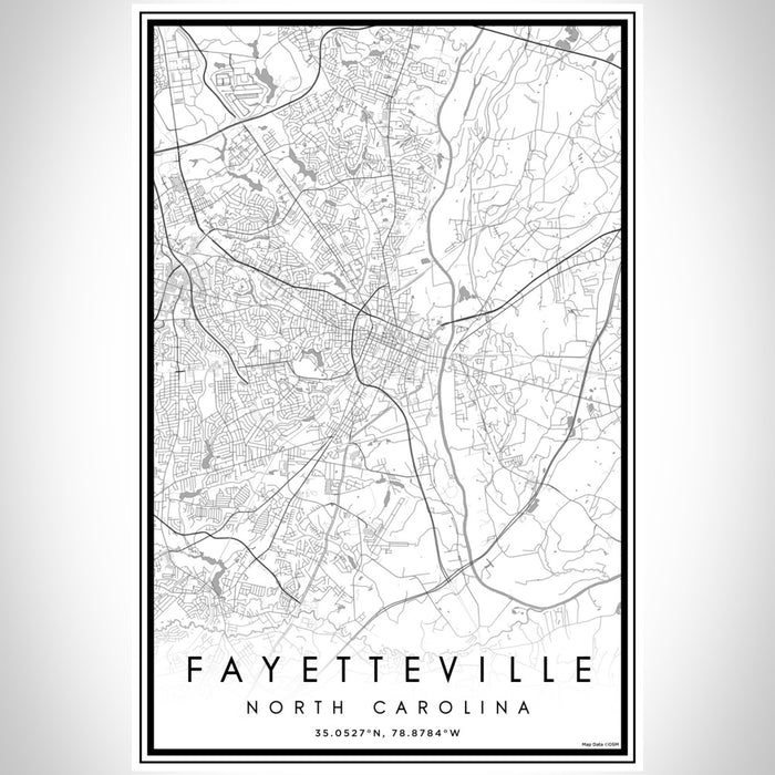 Fayetteville North Carolina Map Print Portrait Orientation in Classic Style With Shaded Background