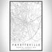 Fayetteville North Carolina Map Print Portrait Orientation in Classic Style With Shaded Background