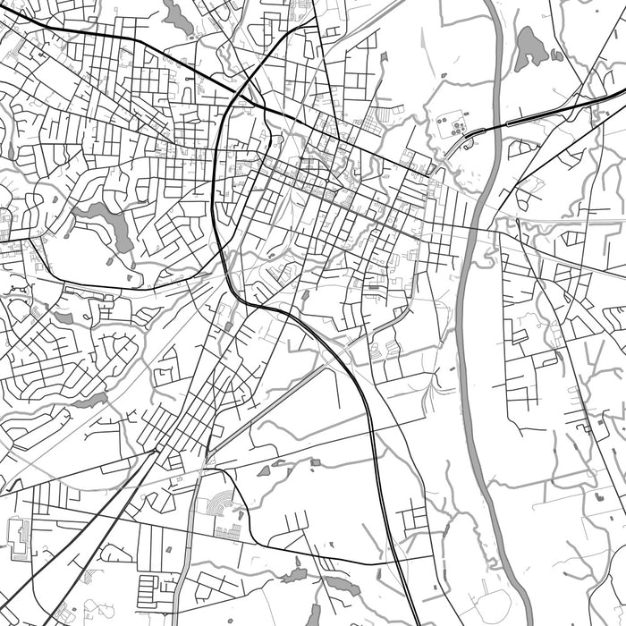 Fayetteville North Carolina Map Print in Classic Style Zoomed In Close Up Showing Details