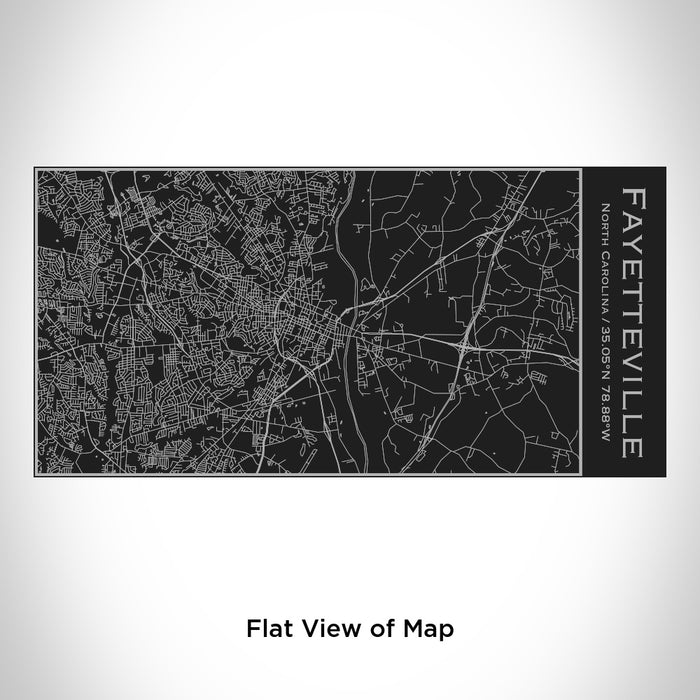 Rendered View of Fayetteville North Carolina Map Engraving on 17oz Stainless Steel Insulated Cola Bottle in Black