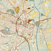 Fayetteville North Carolina Map Print in Woodblock Style Zoomed In Close Up Showing Details