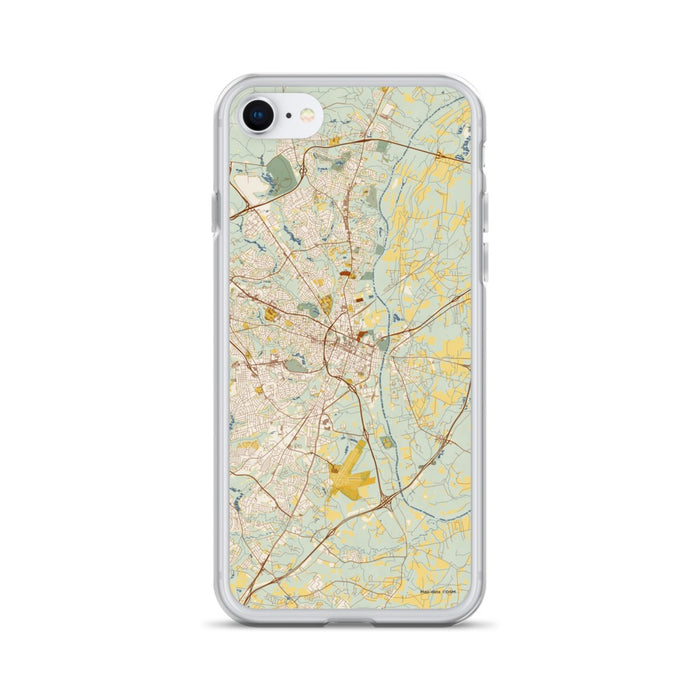Custom Fayetteville North Carolina Map iPhone SE Phone Case in Woodblock