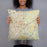 Person holding 18x18 Custom Fayetteville North Carolina Map Throw Pillow in Woodblock