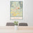 24x36 Fayetteville West Virginia Map Print Portrait Orientation in Woodblock Style Behind 2 Chairs Table and Potted Plant