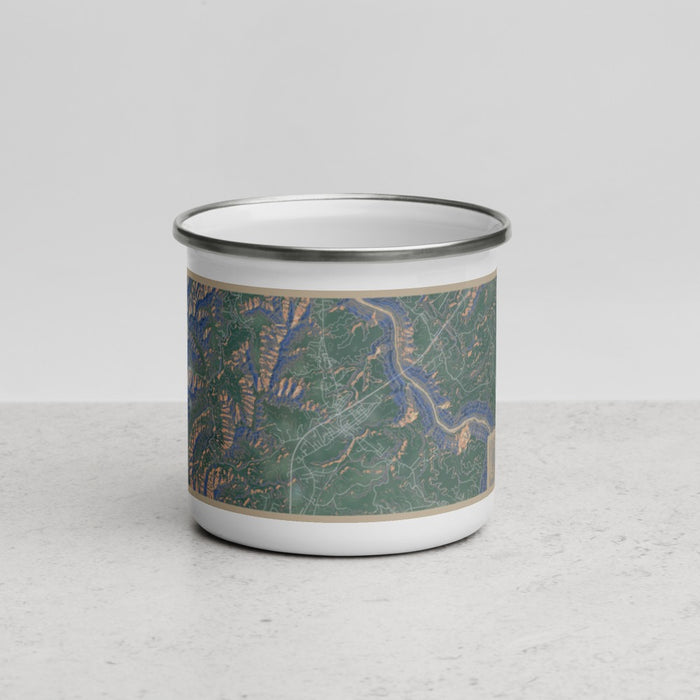Front View Custom Fayetteville West Virginia Map Enamel Mug in Afternoon