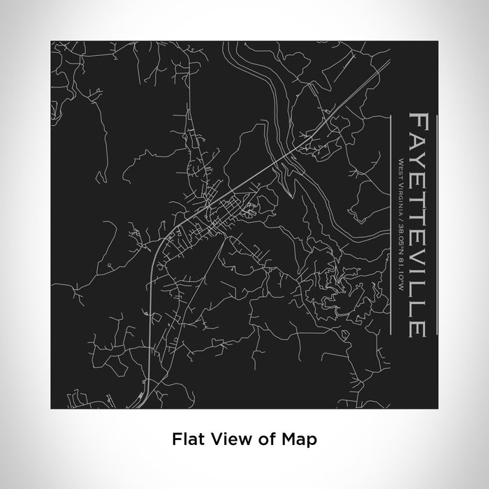 Rendered View of Fayetteville West Virginia Map Engraving on 17oz Stainless Steel Insulated Tumbler in Black