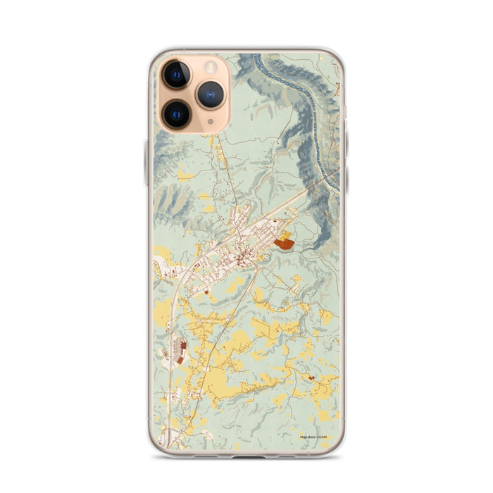 Custom iPhone 11 Pro Max Fayetteville West Virginia Map Phone Case in Woodblock