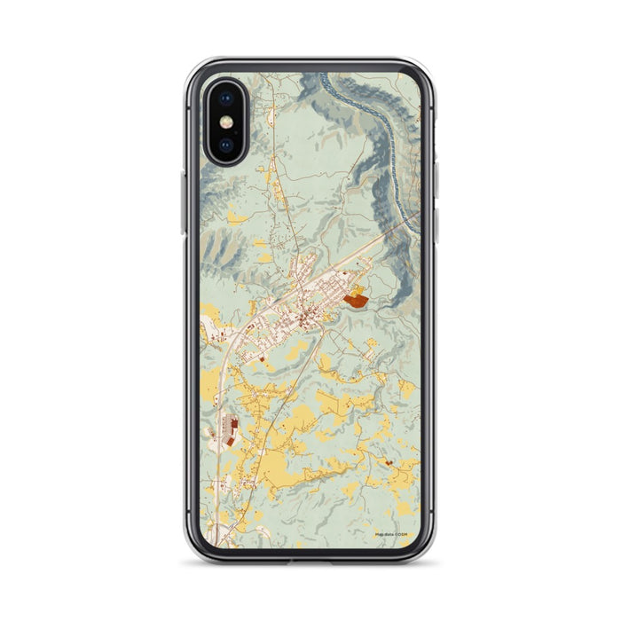 Custom iPhone X/XS Fayetteville West Virginia Map Phone Case in Woodblock