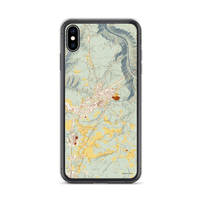 Custom iPhone XS Max Fayetteville West Virginia Map Phone Case in Woodblock