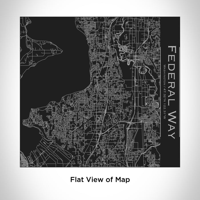 Rendered View of Federal Way Washington Map Engraving on 17oz Stainless Steel Insulated Tumbler in Black