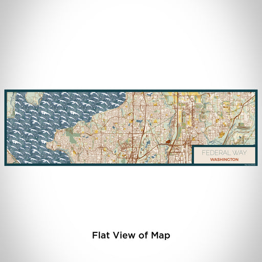 Flat View of Map Custom Federal Way Washington Map Enamel Mug in Woodblock
