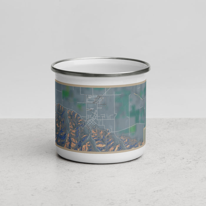 Front View Custom Ferndale California Map Enamel Mug in Afternoon
