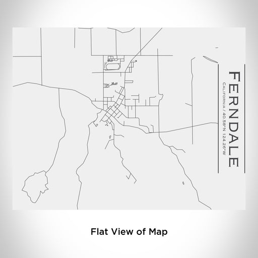 Rendered View of Ferndale California Map Engraving on 20oz Stainless Steel Insulated Bottle with Bamboo Top in White