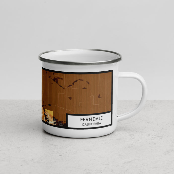 Right View Custom Ferndale California Map Enamel Mug in Ember