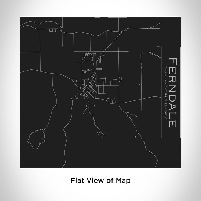 Rendered View of Ferndale California Map Engraving on 17oz Stainless Steel Insulated Tumbler in Black