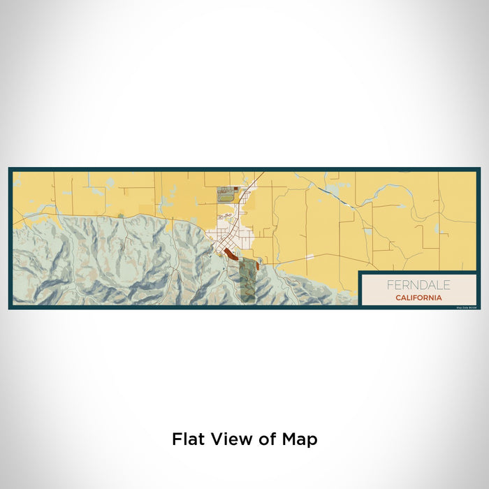 Flat View of Map Custom Ferndale California Map Enamel Mug in Woodblock