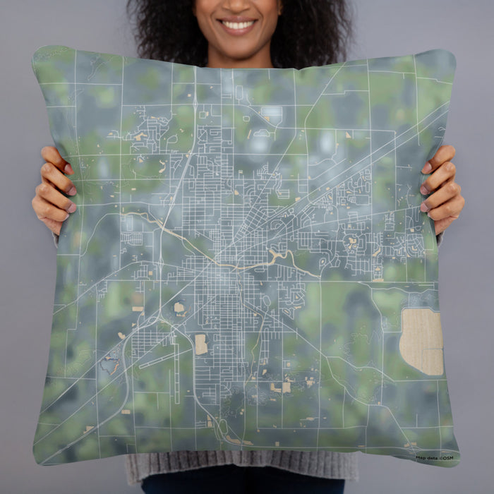 Person holding 22x22 Custom Findlay Ohio Map Throw Pillow in Afternoon