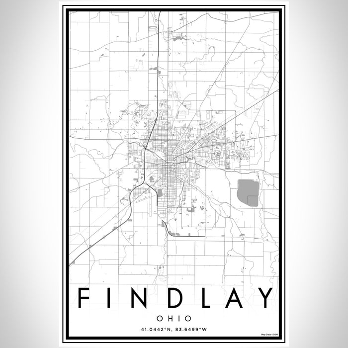 Findlay Ohio Map Print Portrait Orientation in Classic Style With Shaded Background