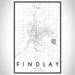 Findlay Ohio Map Print Portrait Orientation in Classic Style With Shaded Background