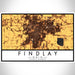 Findlay Ohio Map Print Landscape Orientation in Ember Style With Shaded Background