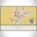 Findlay Ohio Map Print Landscape Orientation in Woodblock Style With Shaded Background