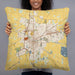 Person holding 22x22 Custom Findlay Ohio Map Throw Pillow in Woodblock