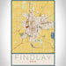 Findlay Ohio Map Print Portrait Orientation in Woodblock Style With Shaded Background