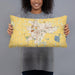 Person holding 20x12 Custom Findlay Ohio Map Throw Pillow in Woodblock