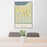 24x36 Finger Lakes New York Map Print Portrait Orientation in Woodblock Style Behind 2 Chairs Table and Potted Plant