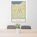 24x36 Finger Lakes New York Map Print Portrait Orientation in Woodblock Style Behind 2 Chairs Table and Potted Plant